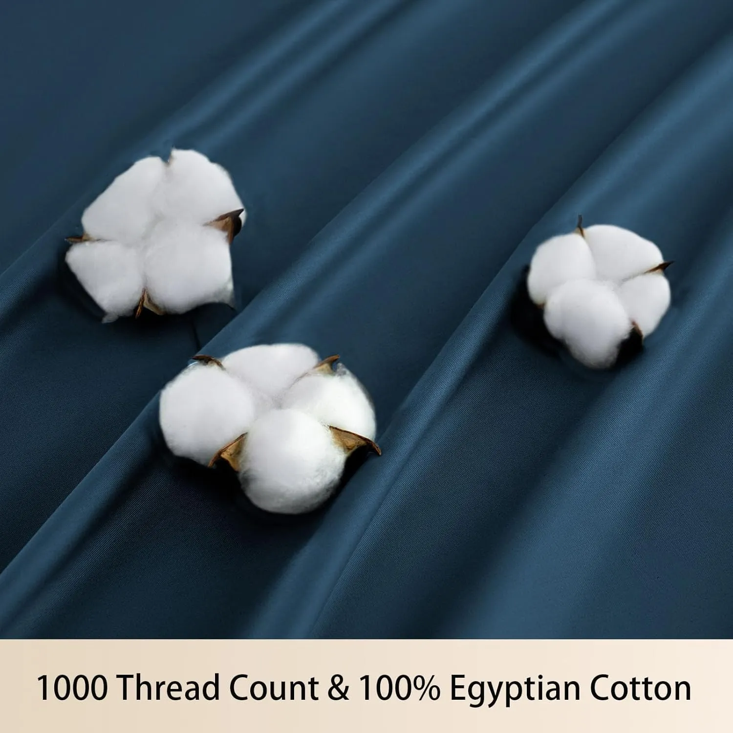 MEISHANG Extra Deep Pocket Queen Sheets Cotton - 1000 Thread Count Sheets Queen - Fits 18"-24" in Deep Mattress,100% Egyptian Cotton,Sateen Weave, Soft & Breathable - 4 Piece (Queen, Navy)