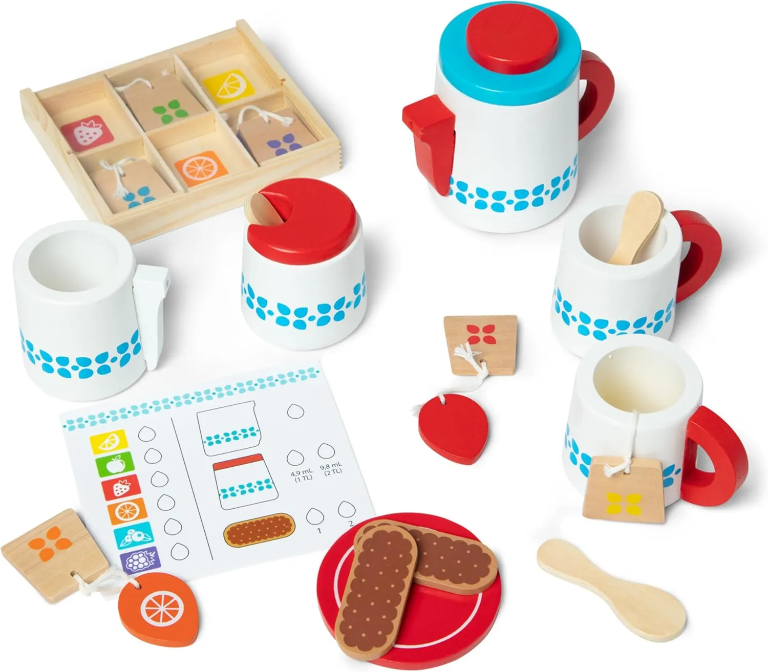 Melissa & Doug 20-Piece Steep and Serve Wooden Tea Set - Play Food and Kitchen Accessories Play Tea Set, Pretend Toy For Kids Ages 3 