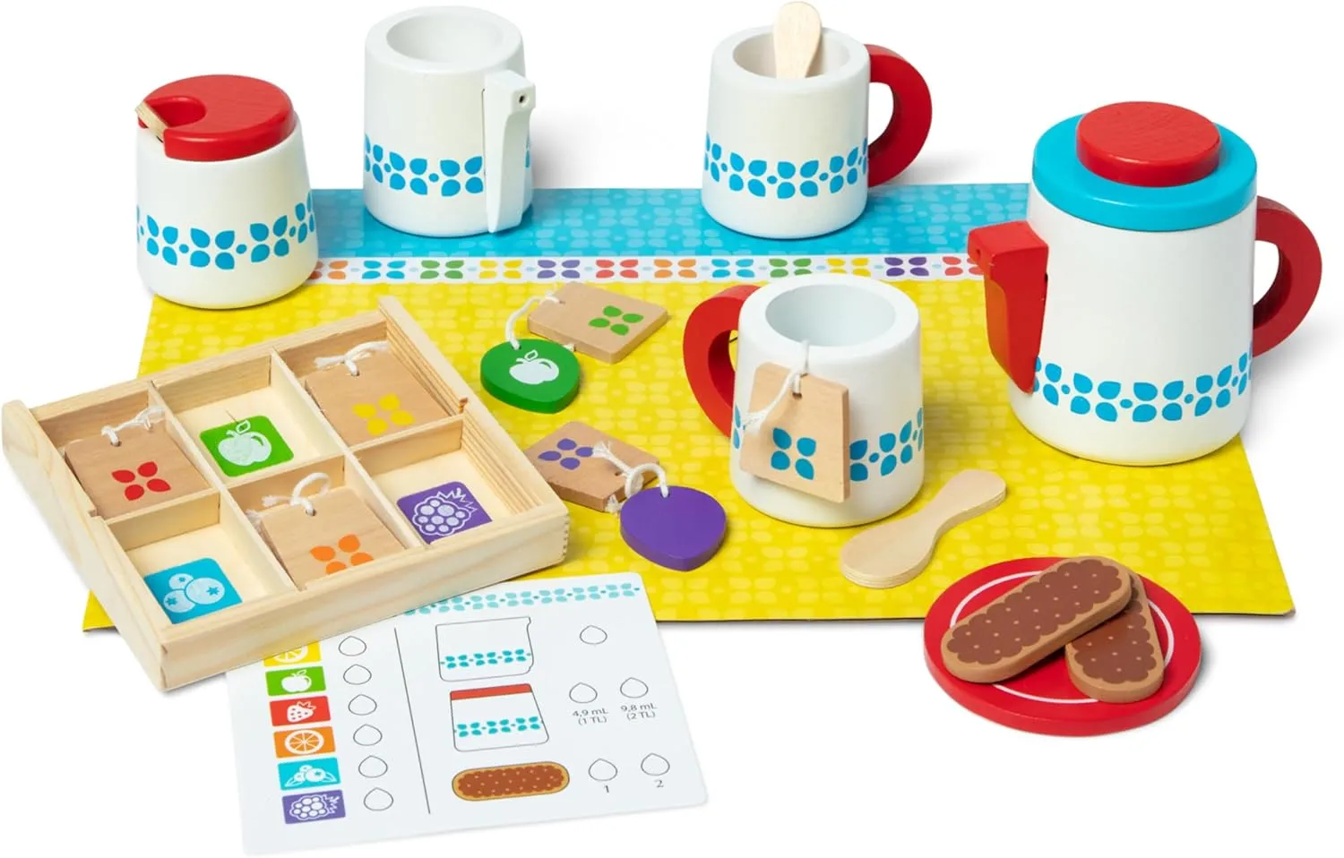 Melissa & Doug 20-Piece Steep and Serve Wooden Tea Set - Play Food and Kitchen Accessories Play Tea Set, Pretend Toy For Kids Ages 3 