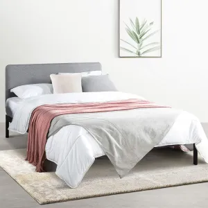 Mellow KERT - Metal Platform Bed with Fabric Headboard, Easy Assembly, Rounded Legs and Corners, King, Classic Grey (ML-FM-KE-DGK)