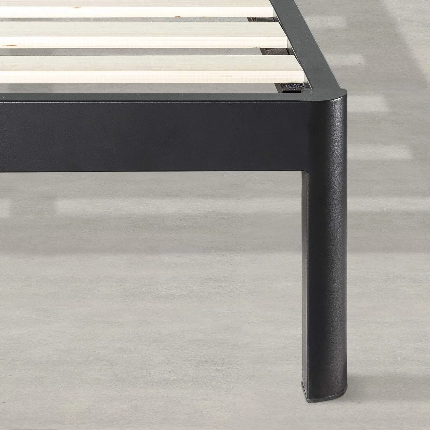 Mellow KERT - Metal Platform Bed with Fabric Headboard, Easy Assembly, Rounded Legs and Corners, King, Classic Grey (ML-FM-KE-DGK)