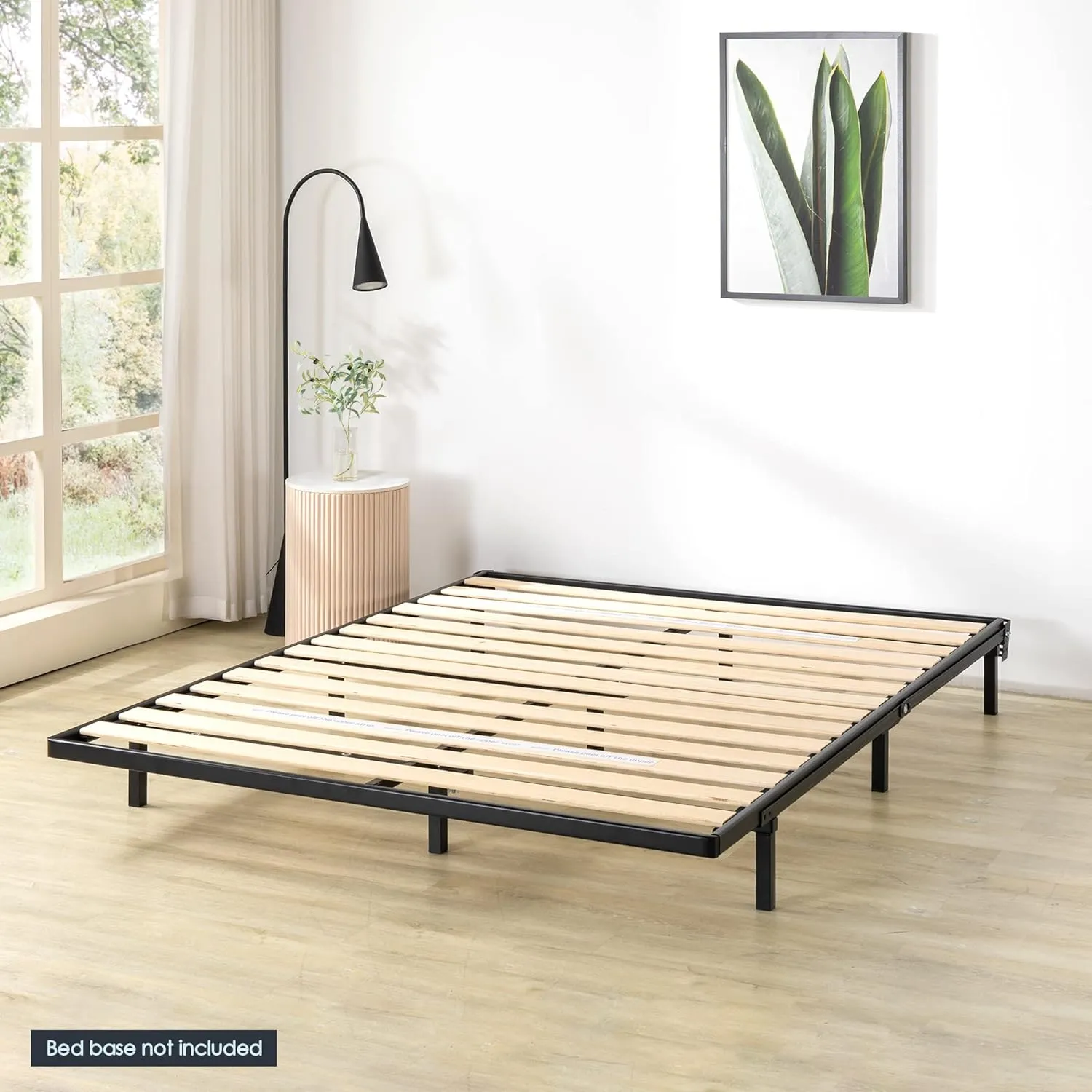 Mellow Metal Wood Slats Bunkie Board, Full, Black