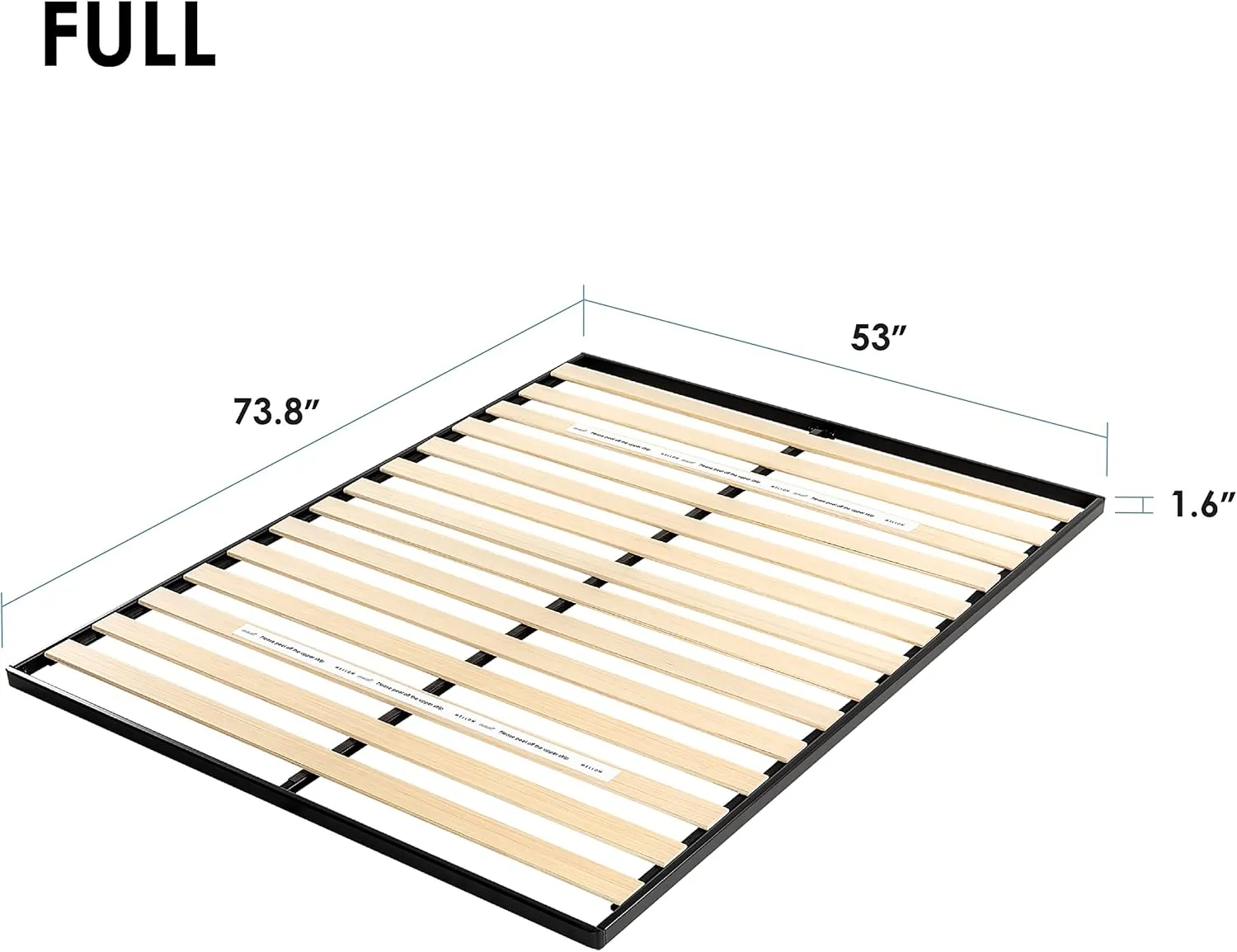 Mellow Metal Wood Slats Bunkie Board, Full, Black