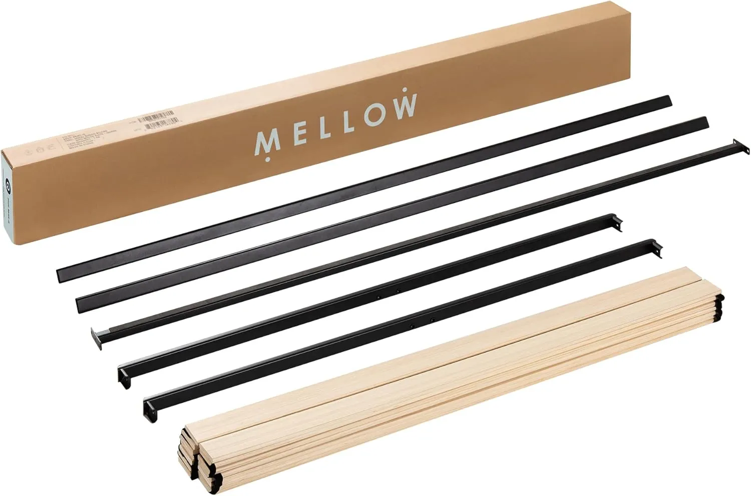 Mellow Metal Wood Slats Bunkie Board, Full, Black