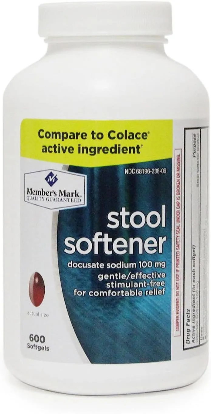Member's Mark Stool Softener Docusate Sodium 100mg (1 bottle (600 softgels))