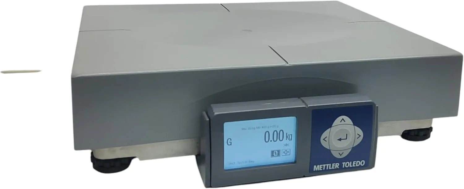 Mettler Toledo PS60U5101-000 Model PS60 Parcel Scale (150pounds / 60kilograms Capacity) with ABS Flat Top Platter, GEOCAL Calibration, RS232 Computer Interface for Use with Carrier Manifest Software