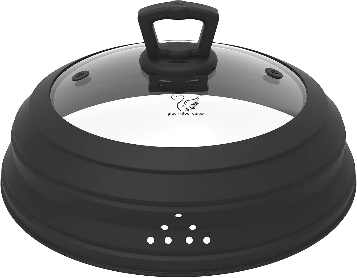 Microwave Splatter Guard - Vented Glass Cover With Collapsible Silicone for Food as Pot Lid 10.8 inch for 6 7 8 9 10 inch Plate Bowl