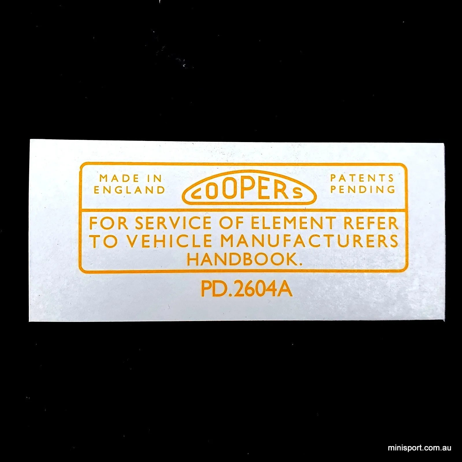 MINI COOPER & 'S' AIR FILTER TRANSFER- YELLOW