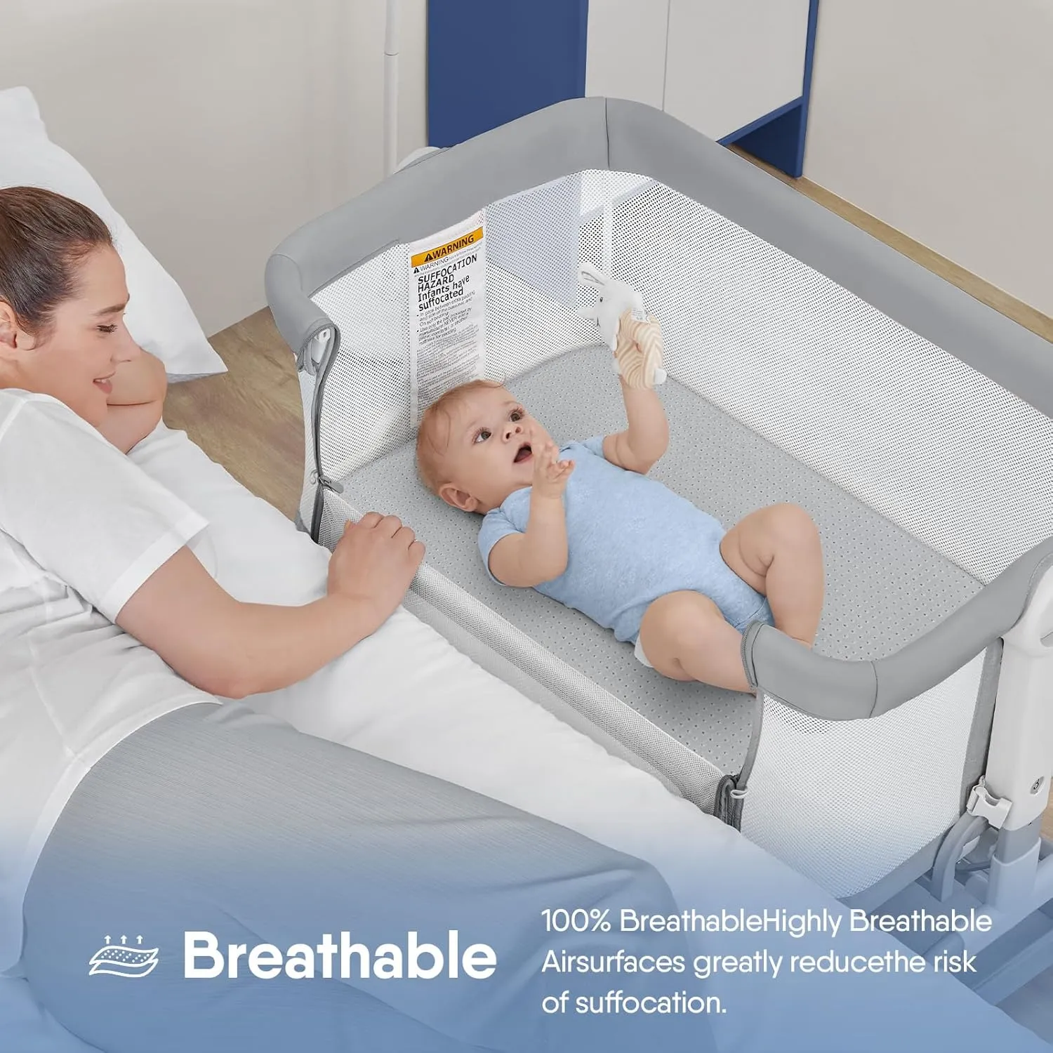Mini Crib Mattress, 33x20x1.5 Breathable Crib Mattress Protector, Gel Memory Foam Toddler Mattress, Portable Crib Mattress Cover with Sheet for Mini Cribs & Baby Bassinet (Grey)