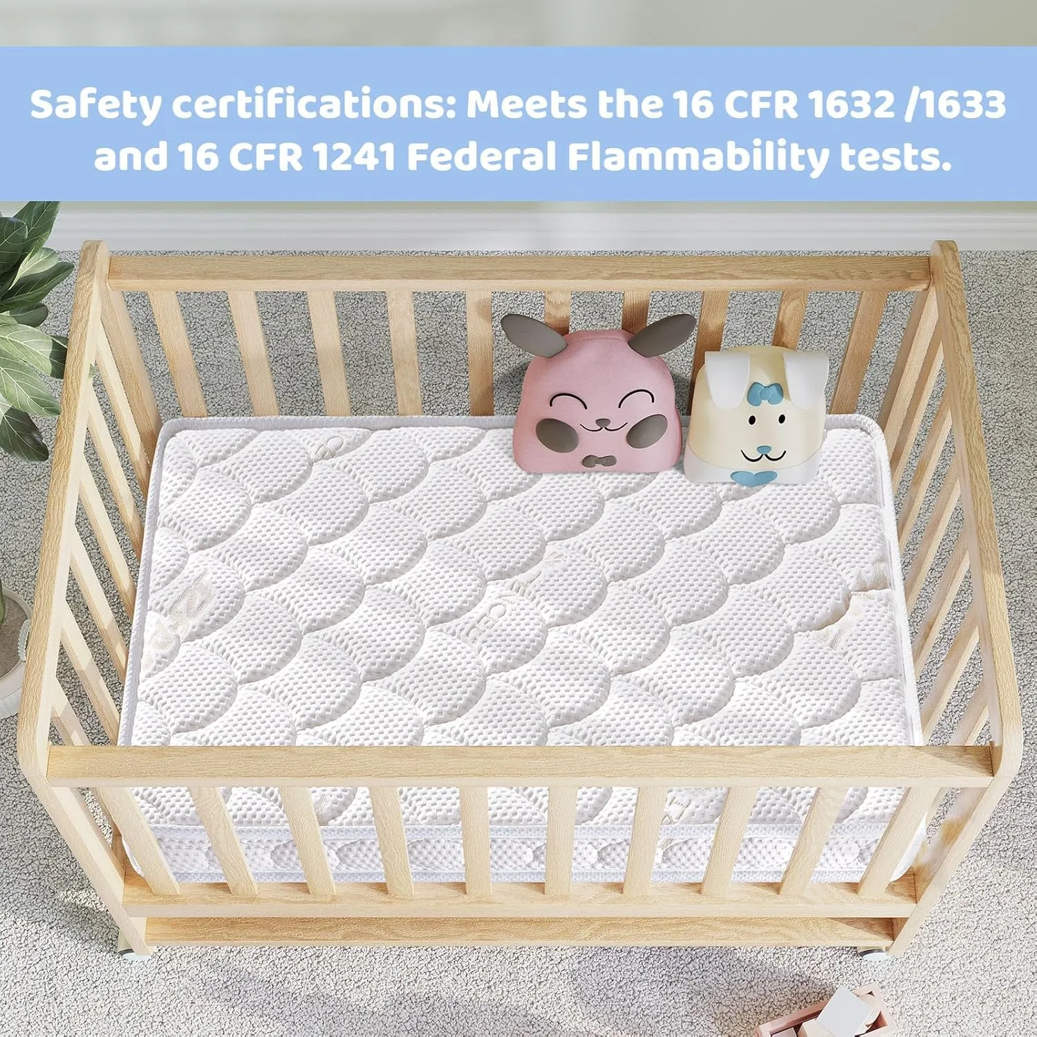 Mini Crib Mattress - 38x24x4 Inch- Dual Sided with Firm Support and Comfort Foam- Breathable, Quiet and Odorless, Fits Most Mini Cribs (Does Not Fit Playard or Standard Crib)