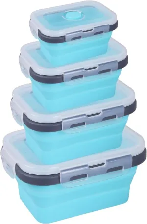 MiOYOOW Collapsible Camping Bowls with Lids, 4PCS Silicone Food Storage Containers, Heat Resistant Foldable Lunch Boxes for Camping Hiking Picnic BBQ Outdoor Cooking
