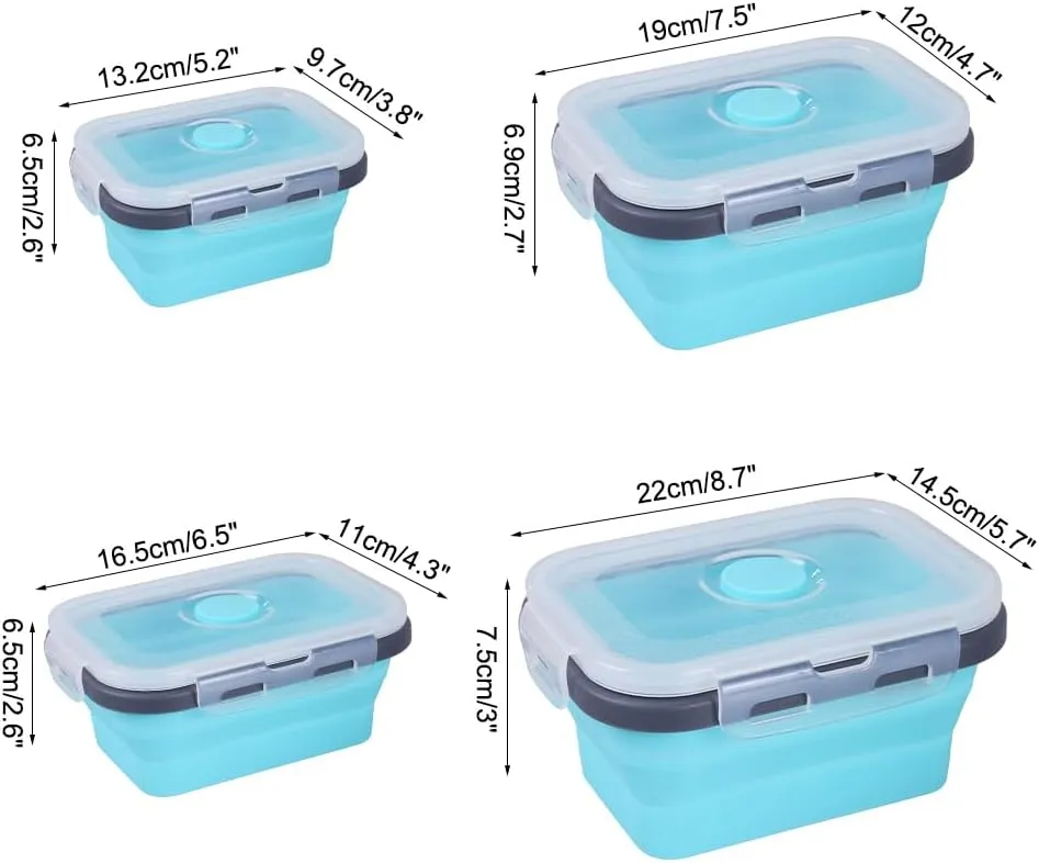 MiOYOOW Collapsible Camping Bowls with Lids, 4PCS Silicone Food Storage Containers, Heat Resistant Foldable Lunch Boxes for Camping Hiking Picnic BBQ Outdoor Cooking