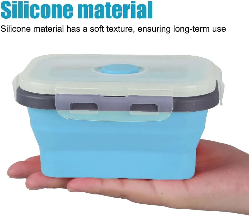 MiOYOOW Collapsible Camping Bowls with Lids, 4PCS Silicone Food Storage Containers, Heat Resistant Foldable Lunch Boxes for Camping Hiking Picnic BBQ Outdoor Cooking