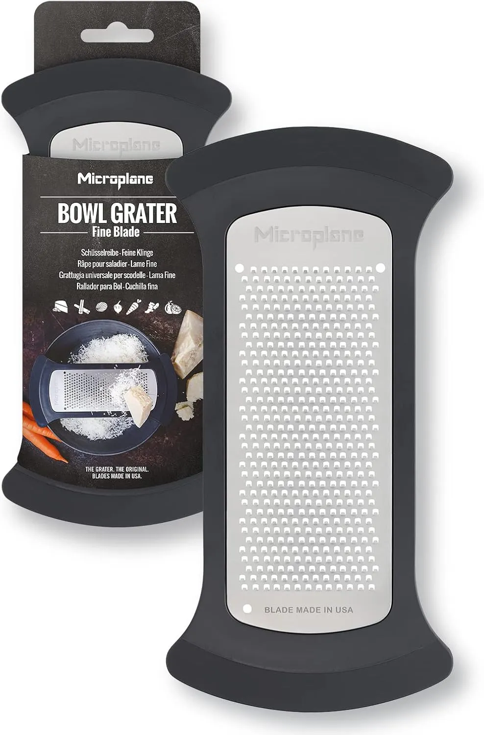 Mixing Bowl Grater Fine Grater for Zesting & Spicing - Black and Grey