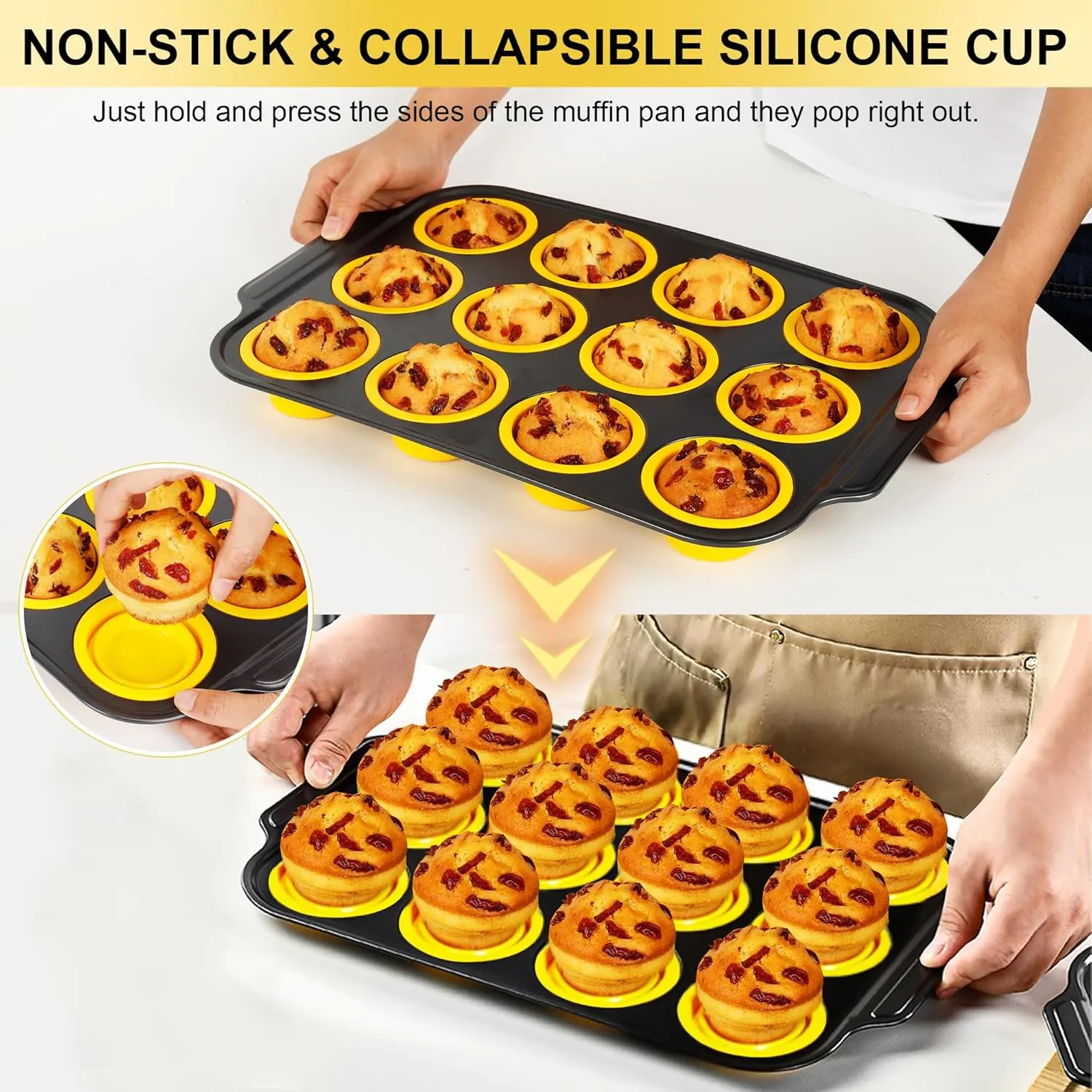 Muffin Baking Pan Yellow, 12cup, SMP-R12
