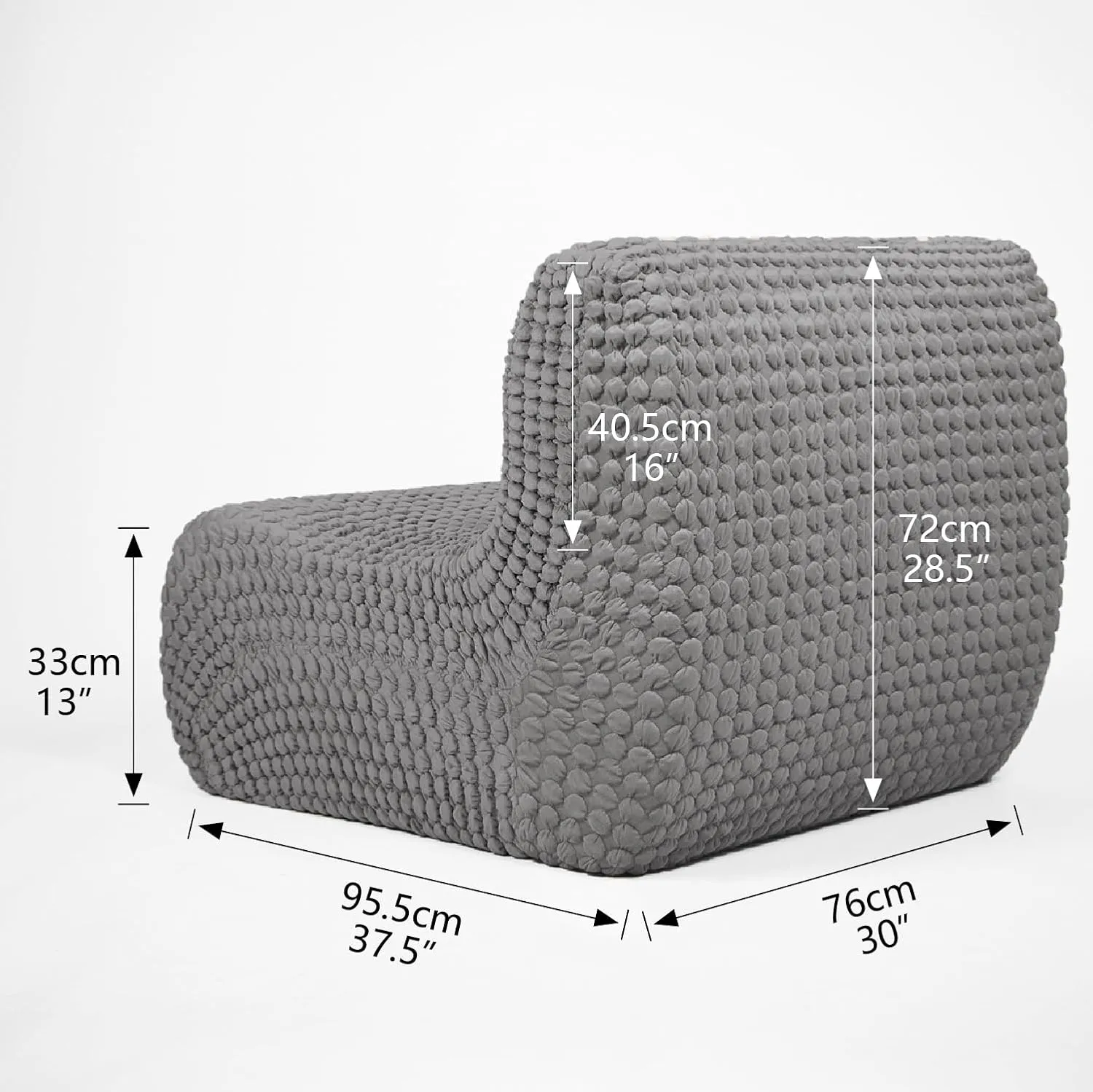 N&V Single Seated Foam Sofa, Armless Floor Sofa, One Piece High Density Foam, Removable and Machine Washable Cover (Grey)