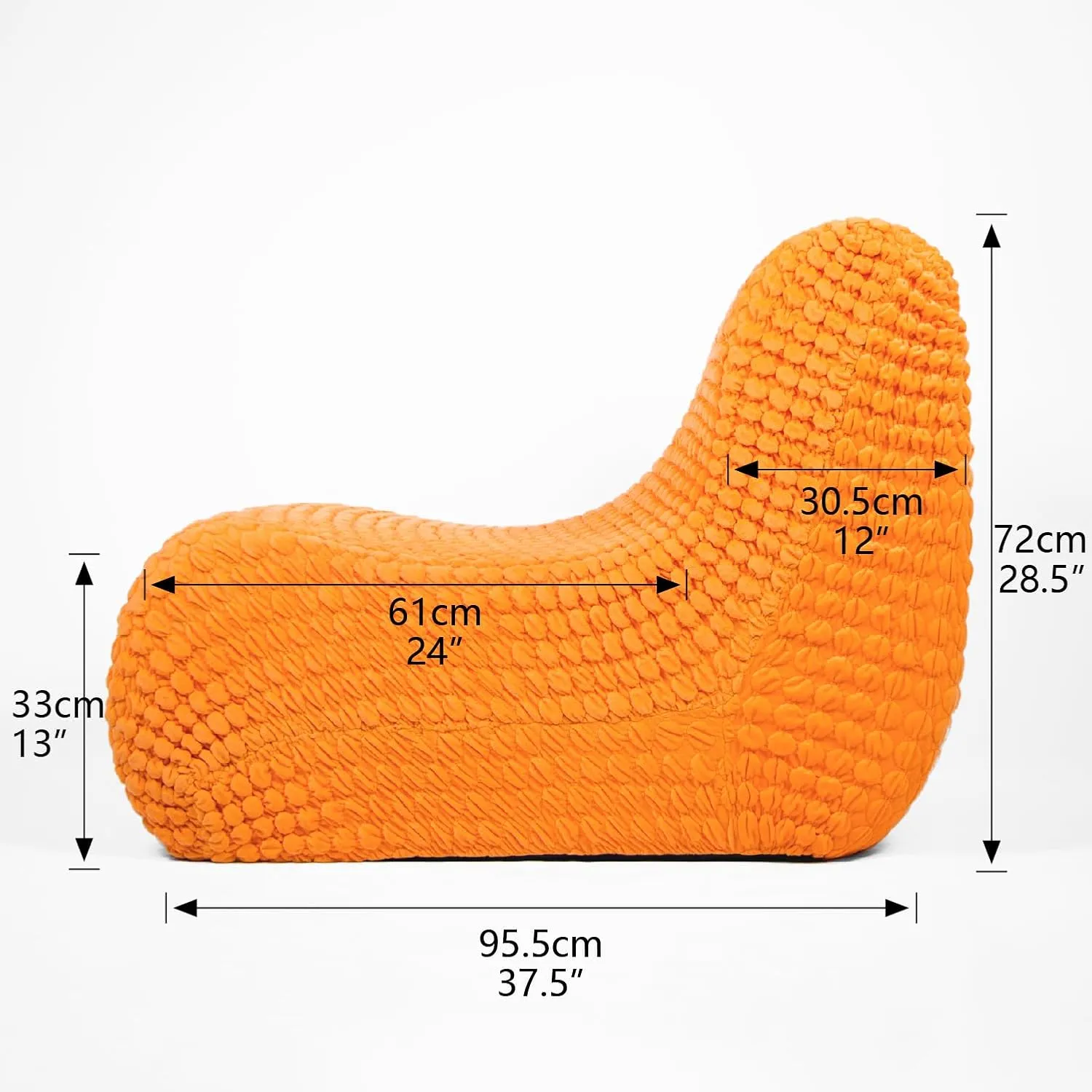 N&V Single Seated Foam Sofa, Armless Floor Sofa, One Piece High Density Foam, Removable and Machine Washable Cover, Orange