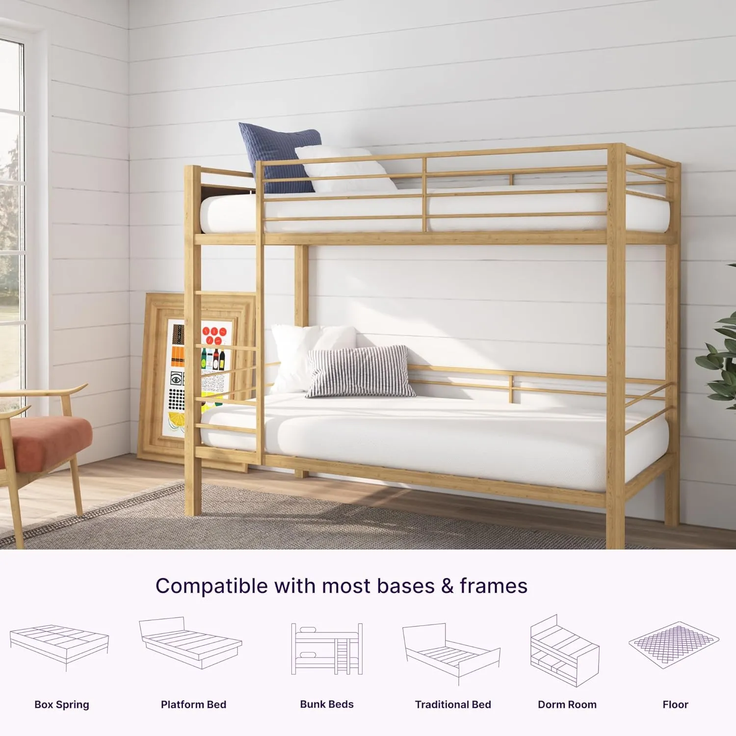 NapQueen 5 Inch, Twin Mattress, Memory Foam White - Medium Feel - CertiPUR-US Certified - Twin Bed Mattress in a Box, Breathable Soft Fabric Cover