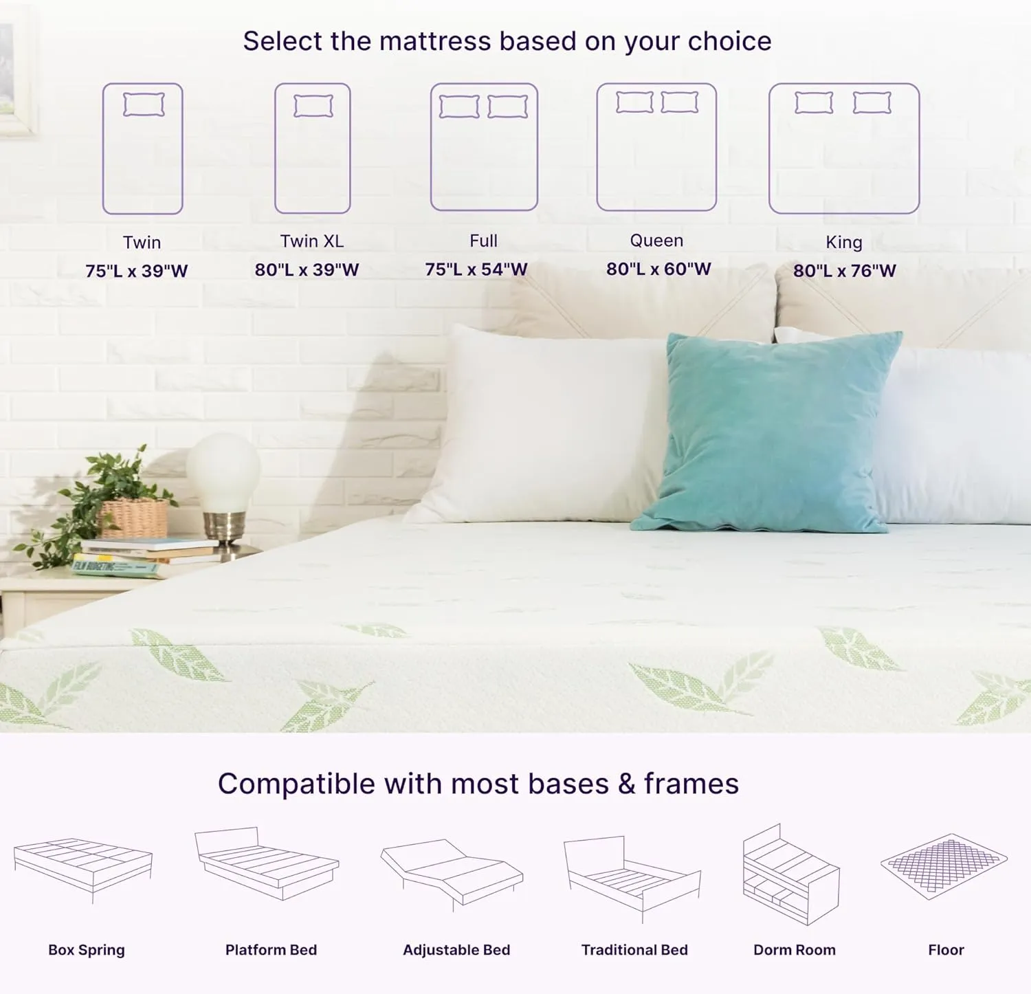 NapQueen Twin Size, 6 Inch Anula Green Tea Infused Memory Foam Mattress, Bed in a Box, CertiPUR-US Certified