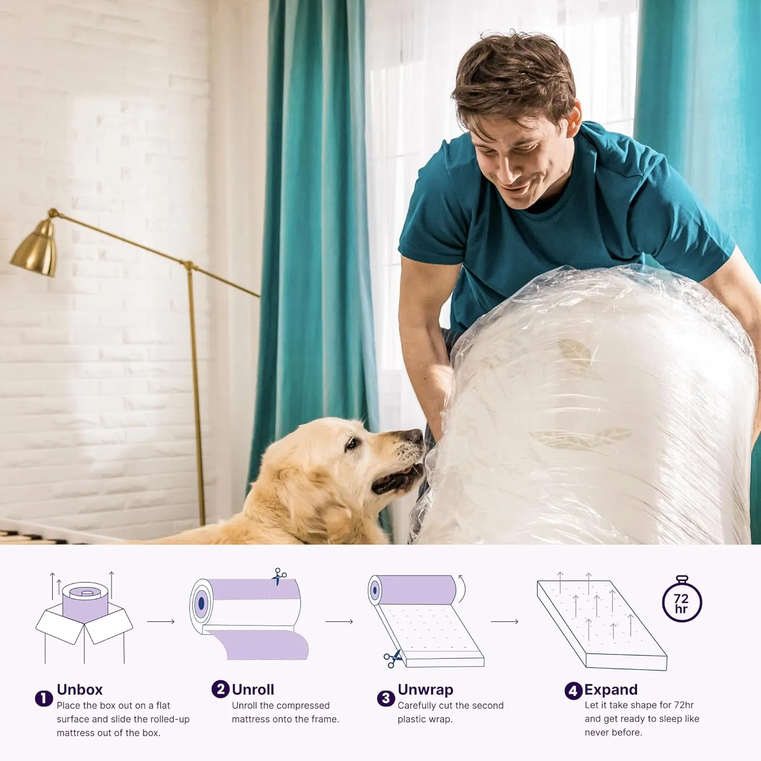 NapQueen Twin XL Size, 12 Inch Anula Green Tea Infused Memory Foam Mattress, Bed in a Box, CertiPUR-US Certified Mattress