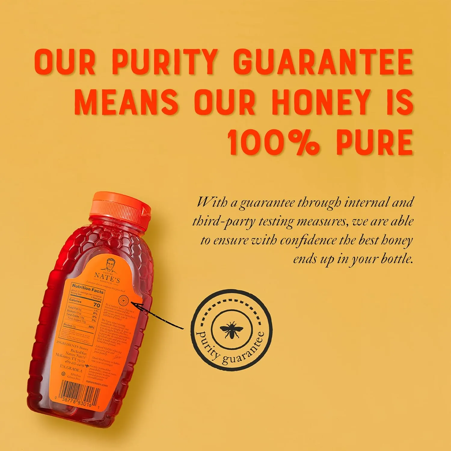 Nate's 100% Pure, Raw & Unfiltered Honey, Award-Winning Taste - 8 oz Squeeze Bottle (4 Pack)