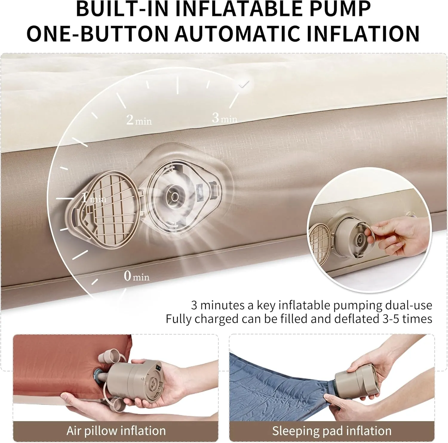 Naturehike Luxury Air Mattress Queen Size with Removable Built-in Electric Pump, 79 * 59in Extra Wide Inflatable Mattress for Home, Camping, Guests, Travel, Formaldehyde- Free, Morning View Series