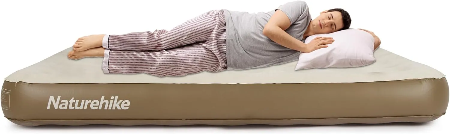 Naturehike Luxury Air Mattress Queen Size with Removable Built-in Electric Pump, 79 * 59in Extra Wide Inflatable Mattress for Home, Camping, Guests, Travel, Formaldehyde- Free, Morning View Series