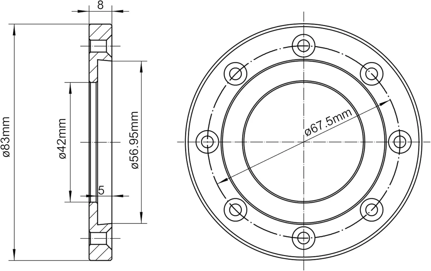 NCK-3.75Z-FP Face Plate Ring for BMWOOD NCK Series Woodturning Lathe Chuck, Compatible with the Chucks Super NOVA2, G3 Nova, Robert Sorby Patriot, Record Power SC3, Record Power SC4.