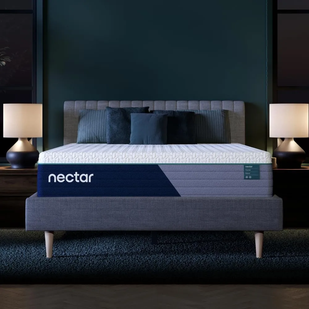 Nectar Premier Hybrid 13” King Mattress - Medium Firm - Memory Foam & Innerspring Coils - Cooling Upgrade - 2” Pressure Relief Layer - Mattress in a Box - 365-Night Trial & Forever Warranty