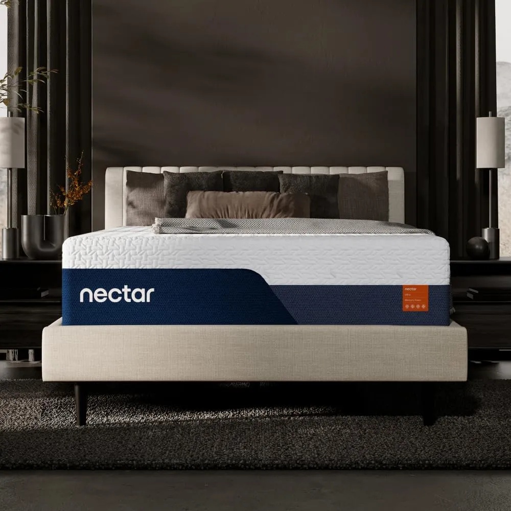 Nectar Ultra 15“ King Mattress - Medium Firm - Cooling Fibers & Temperature Regulating Material - 4” Pressure Relief Layer - Zoned Ergonomic Support Layer - 365-Night Mattress Trial