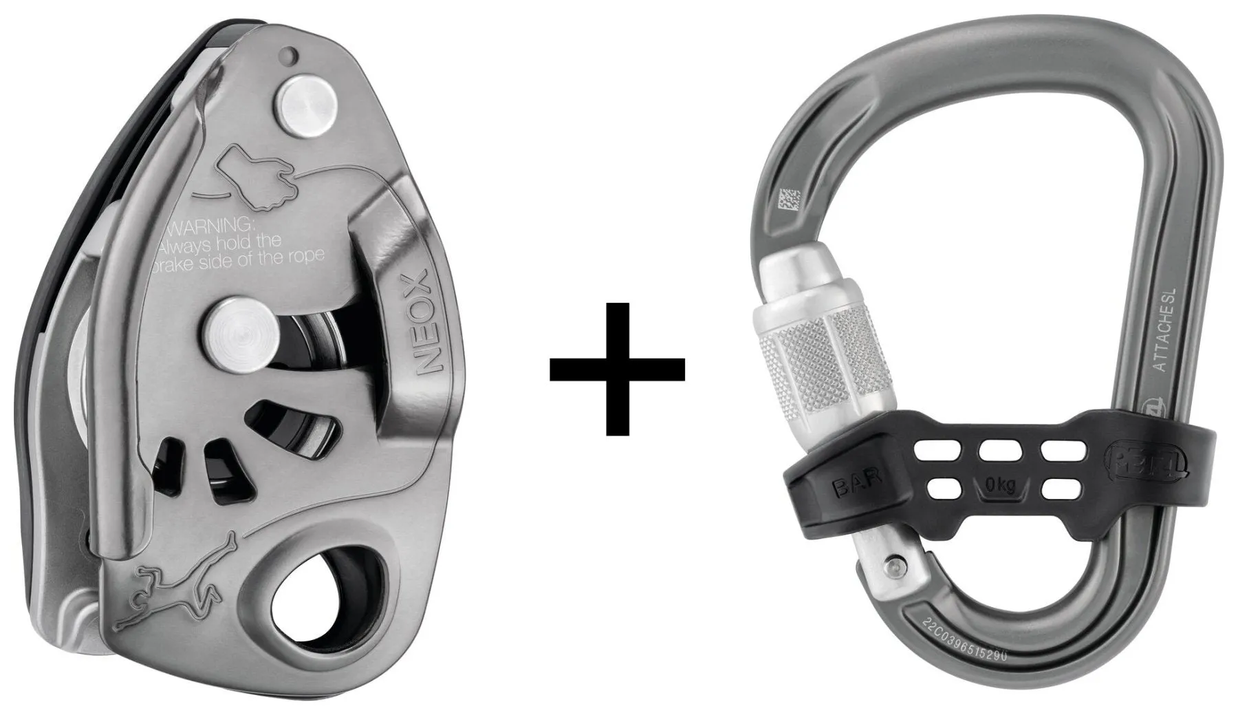 Neox Belay Kit - light grey, belay device and safebiner