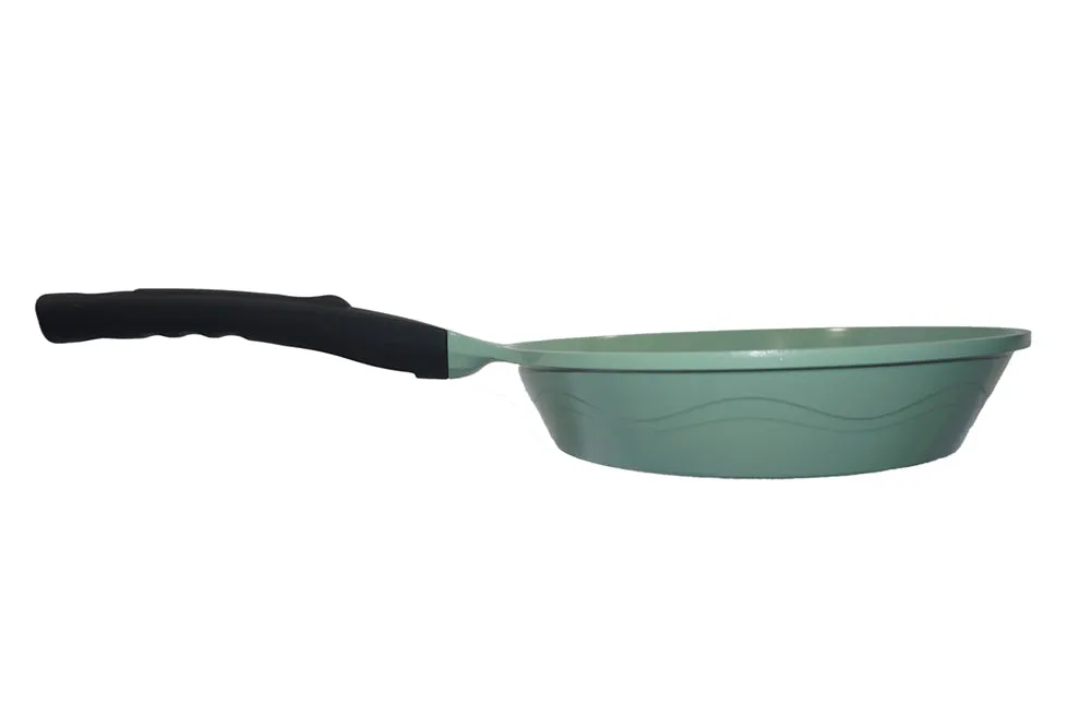 Neware EUROCOOK Jade Powder-coated Ceramic Non-Stick Cookware Set, 3-Piece PFOA-Free Frying Pans