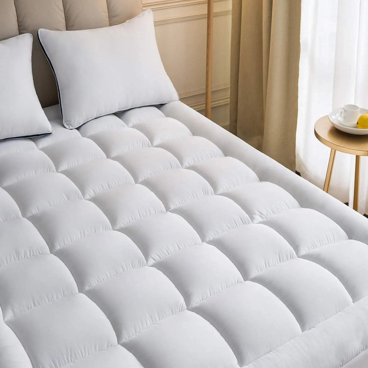 Niagara Microfiber Full Mattress Topper - Pillow Top Mattress Cover Quilted Fitted Cooling Topper for Back Pain Deep Pocket Fits 20 Inches (54x75 Inches)