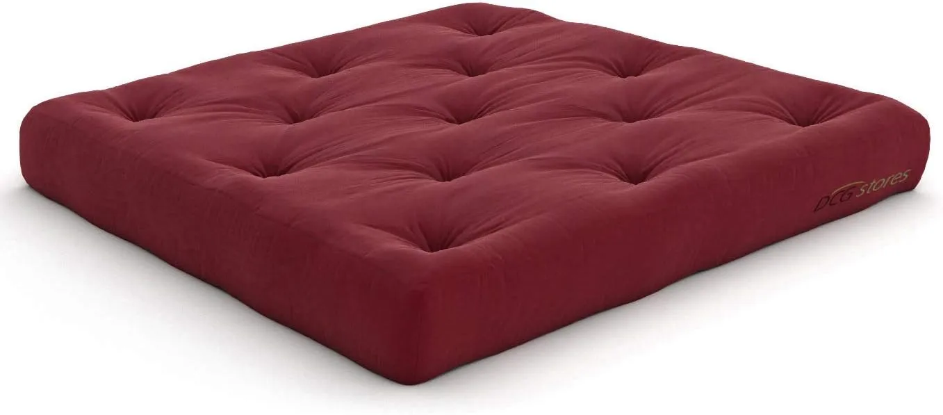 Nirvana Futons Extra Thick Premium 10-Inch Loveseat Futon Mattress, Burgundy Twill - Made in USA