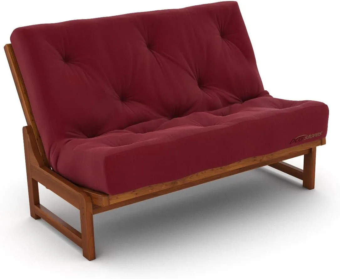 Nirvana Futons Extra Thick Premium 10-Inch Loveseat Futon Mattress, Burgundy Twill - Made in USA