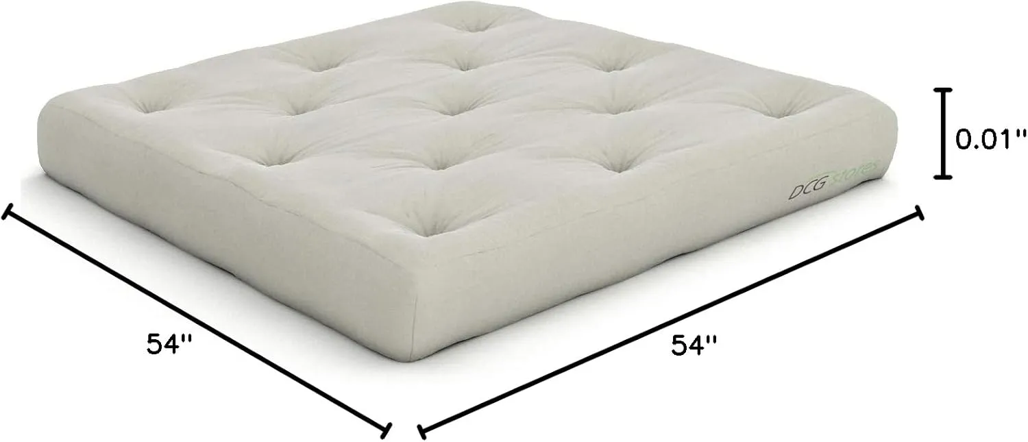 Nirvana Futons Extra Thick Premium 10-Inch Loveseat Futon Mattress, Ivory Twill - Made in USA
