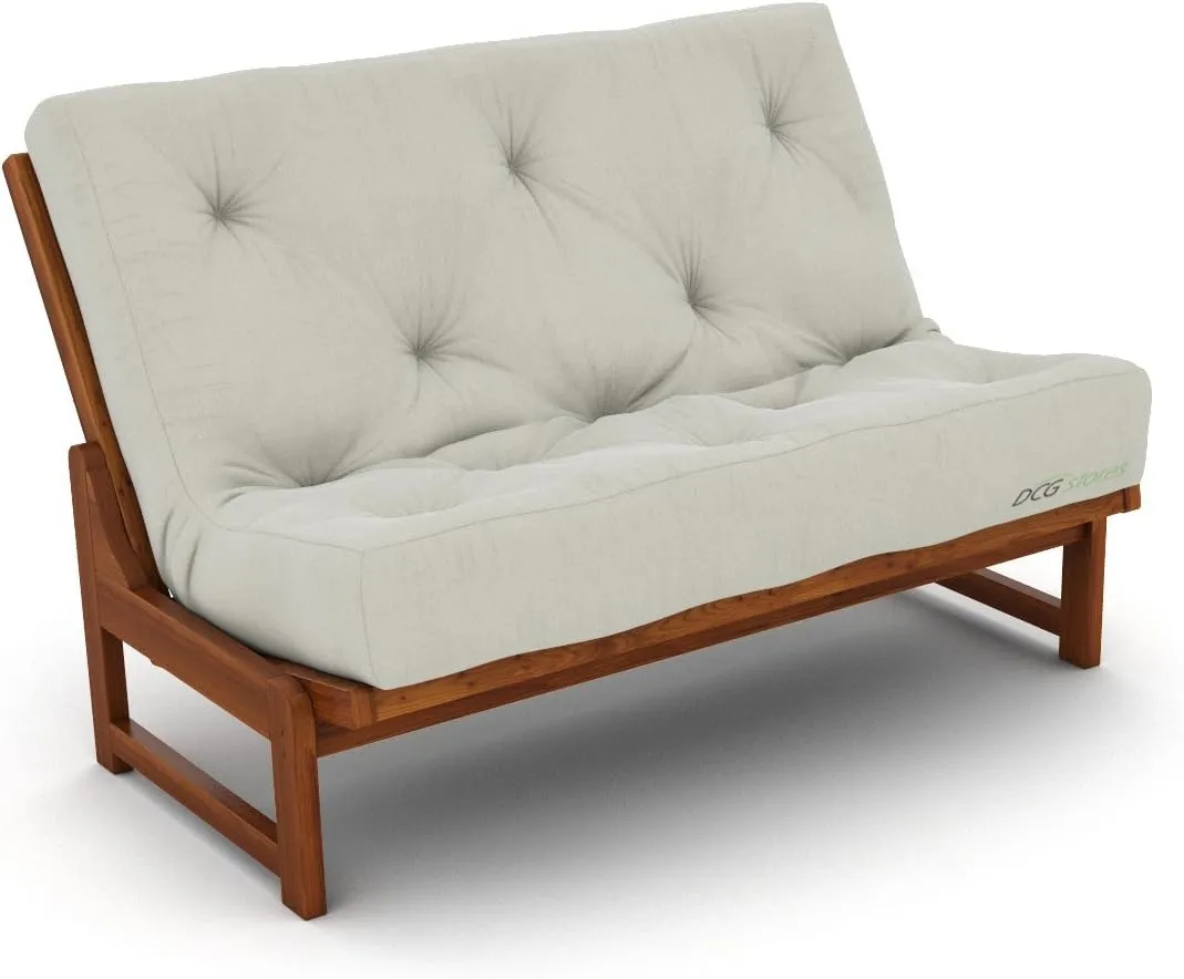 Nirvana Futons Extra Thick Premium 10-Inch Loveseat Futon Mattress, Ivory Twill - Made in USA