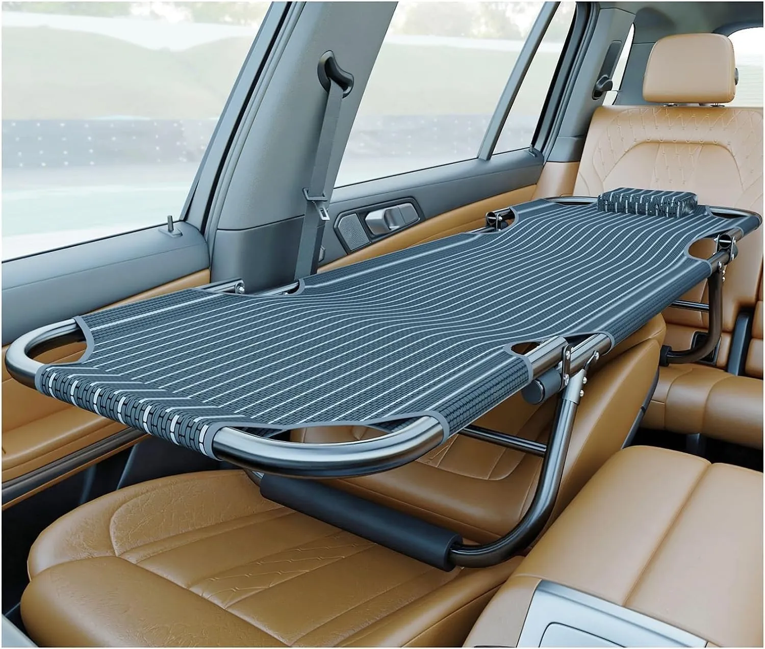 Non-Inflatable Car Mattress,Folding Travel Bed Outdoor Camping Bed Easy to Clean Suitable for The Rear Seat of Most Cars(Color:A)