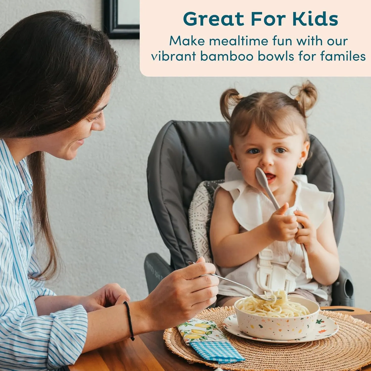 Nook Theory 4 Pack Bamboo Bowls - 18 Oz Reusable Toddler and Kids Bowl, Dishwasher Safe - Not Microwavable Bamboo Dishes (Celebration)