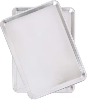 Nordic Ware 43343 Oven Safe Nonstick Baking & Cooling Grid & Quarter Sheet, Natural, 2 count (Pack of 1) & Natural Aluminum Commercial Baker's Half Sheet, 2 Count (Pack of 1), Silver