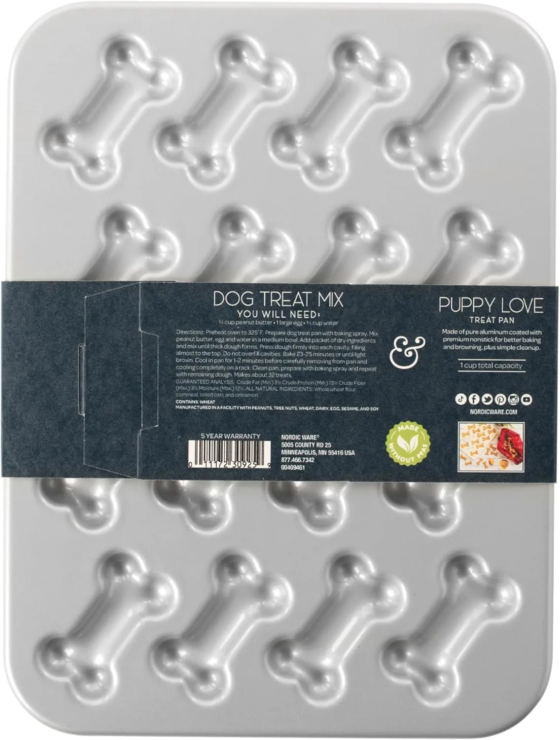 Nordic Ware Formed Puppy Love Treat Pan with Mix, 16 Cavities, Twilight Blue