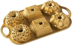 Nordic Ware Geo Bundtlette, 3.5 Cups , Gold
