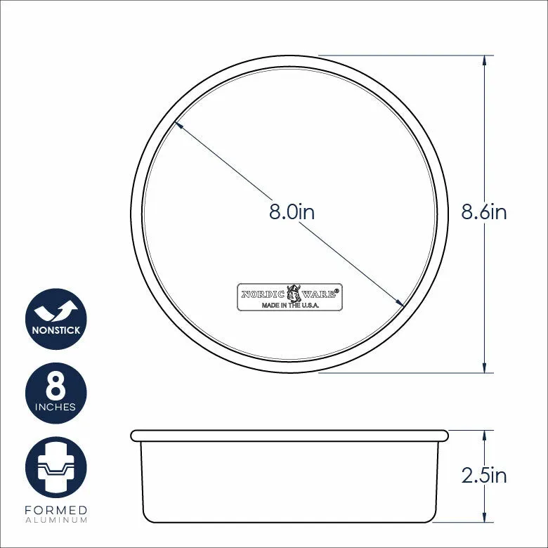 Nordic Ware NATURALS 8 inch round layer CAKE PAN ~ Non-stick