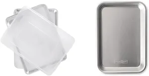 Nordic Ware Naturals Two 17.9" x 12.9" Half Sheet Baking Pan Set with Lid and 10.1" x 7" Quarter Sheet Pan