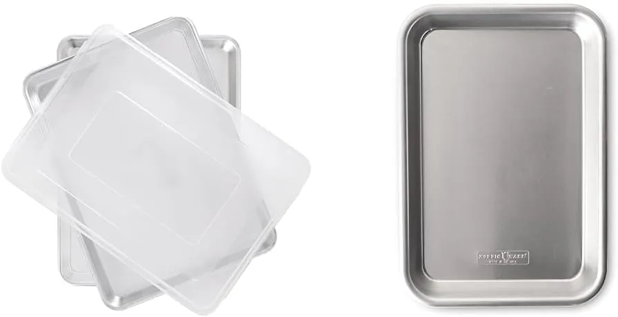 Nordic Ware Naturals Two 17.9" x 12.9" Half Sheet Baking Pan Set with Lid and 10.1" x 7" Quarter Sheet Pan