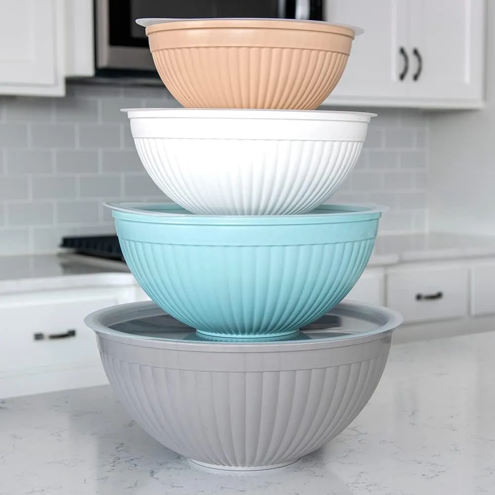 Nordic Ware Prep and Serve Mixing Bowls Set, 8-Piece, Earth-Tones