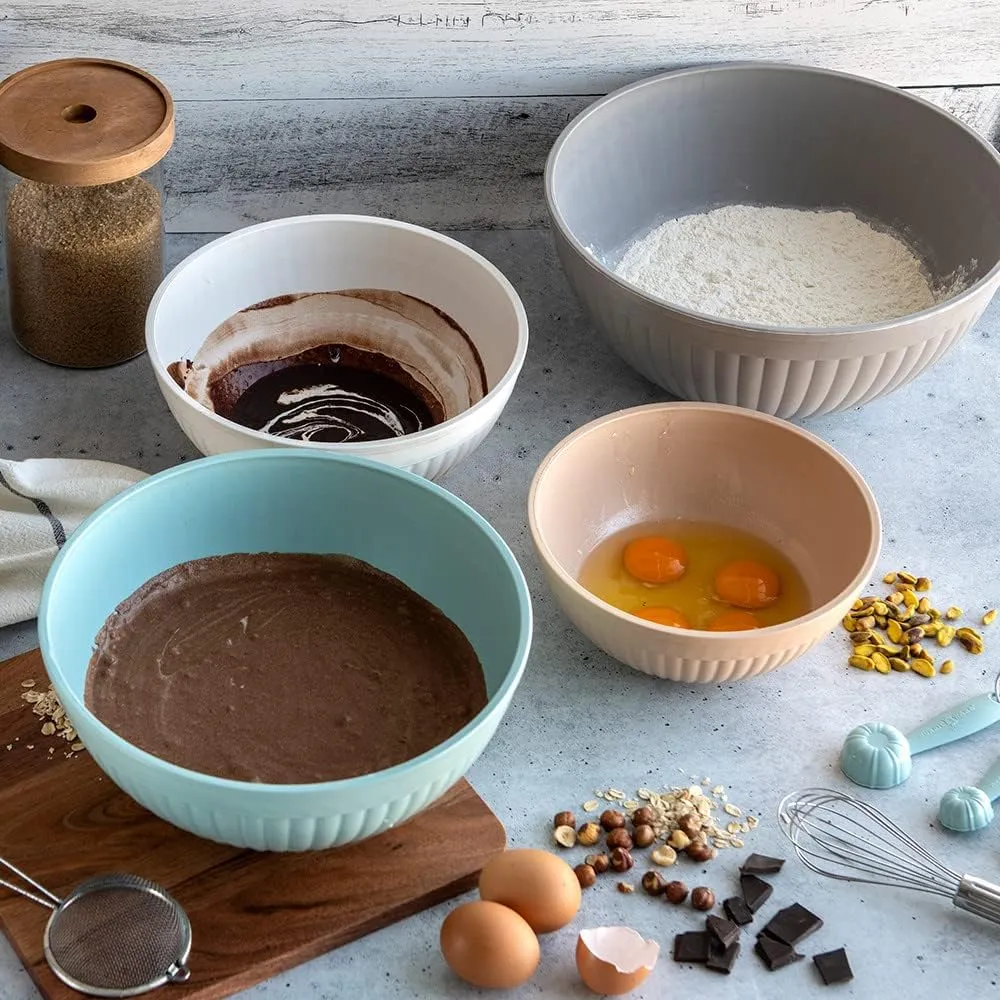 Nordic Ware Prep and Serve Mixing Bowls Set, 8-Piece, Earth-Tones