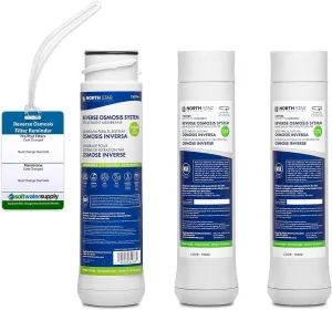 Northstar Reverse Osmosis Filter Set - Contains Membrane 7287514 and New Pre and Post Filter Set NSROPF4 (Replacement for set 7287506) with Maintenance Reminder Tag - Authentic NorthStar OEM