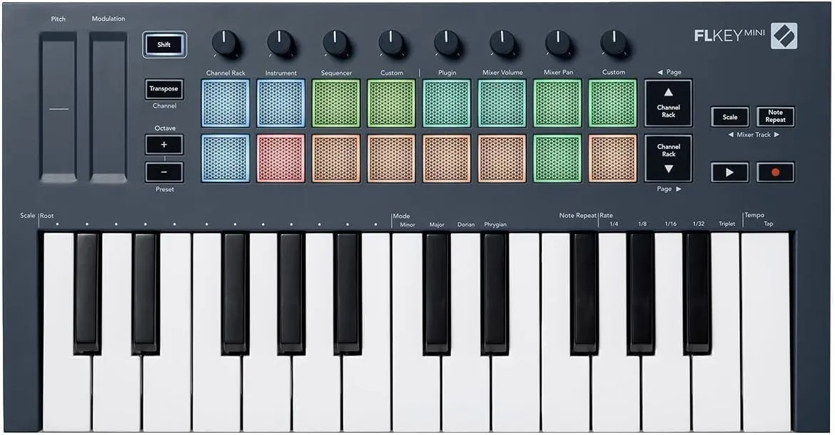Novation FLkey Mini - Portable 25-Key, USB, MIDI Keyboard Controller with FL Studio Integration for Music Production
