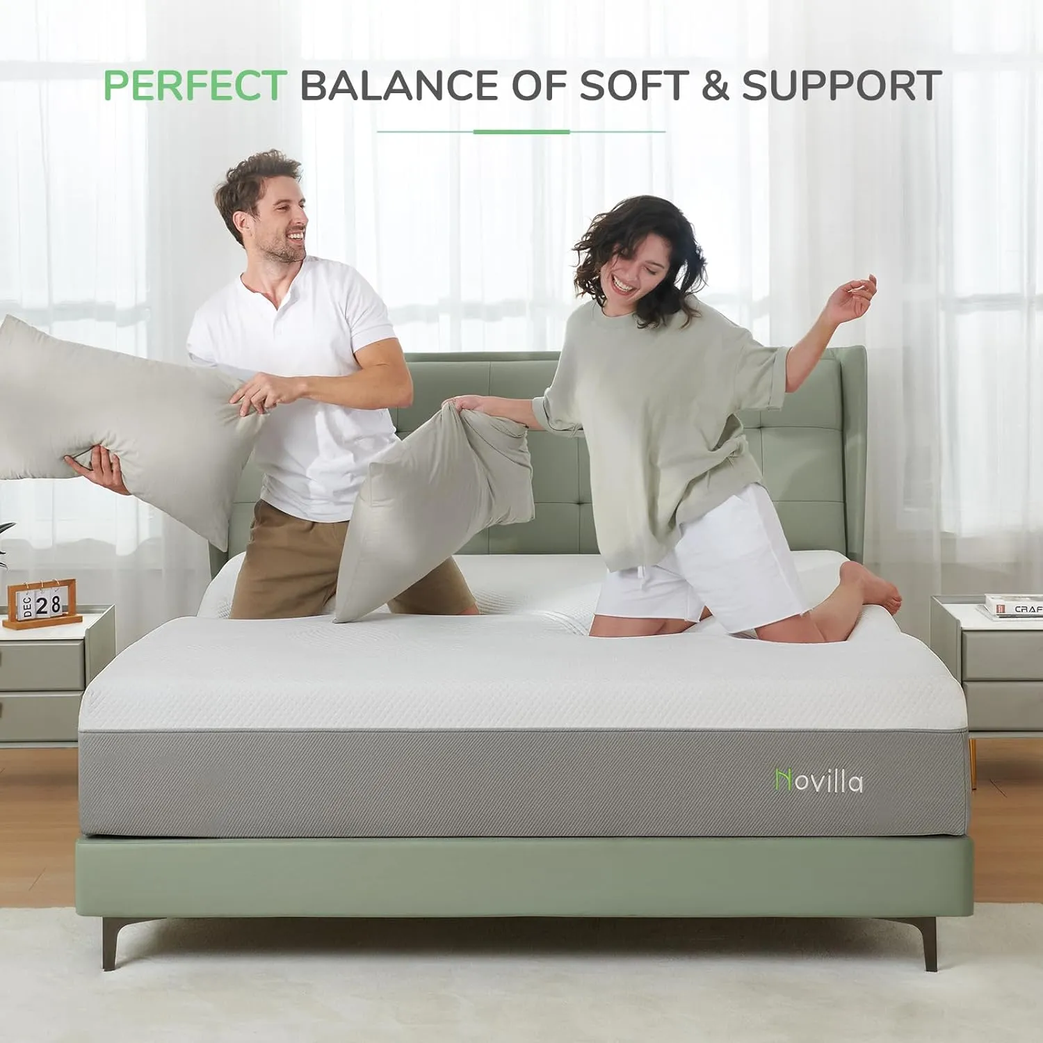 Novilla Full Size Mattress, 12 Inch Foam Mattress in a Box, Gel Memory Foam Mattress for Pressure Relief & Motion Isolation, Bed Mattresses with Medium Soft